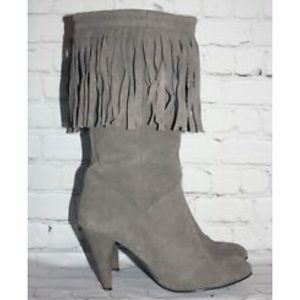 NYLA dark brown fringed boots size 7